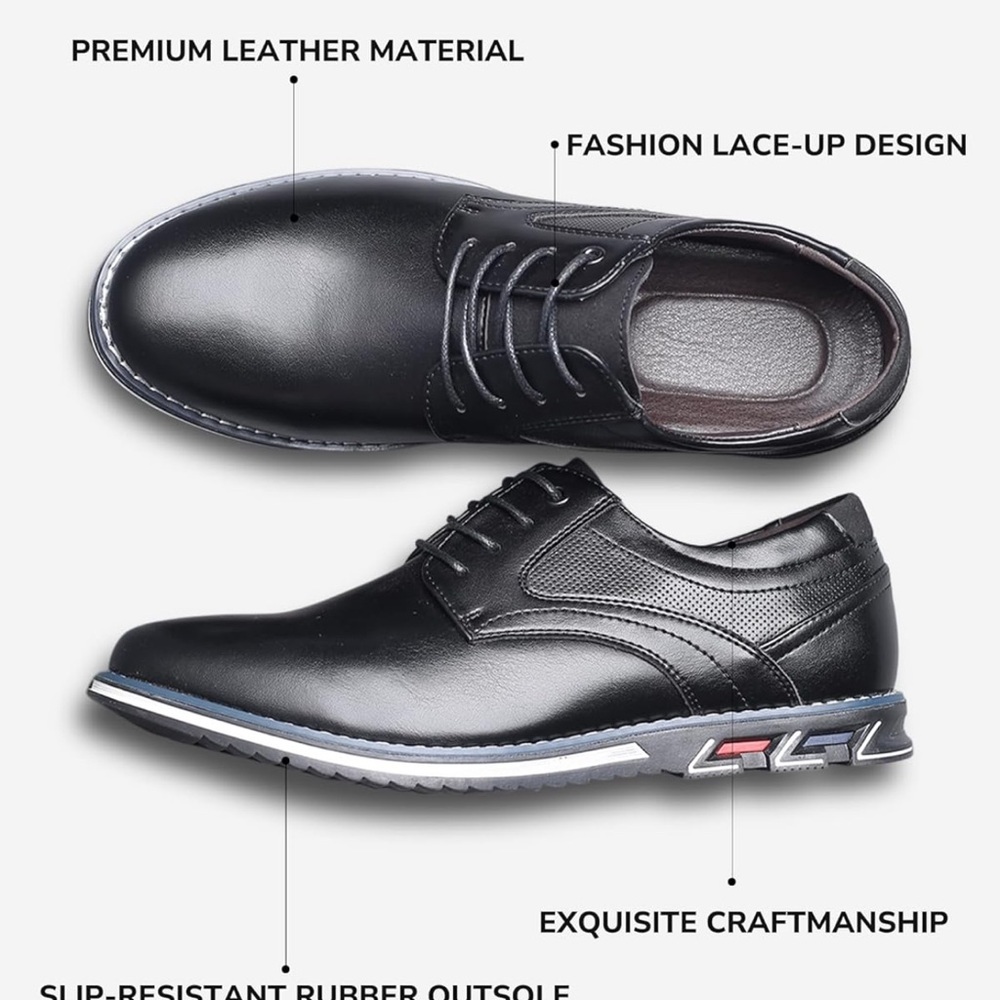 Men’s Dress Shoes Casual Business Oxford Derby Orthopedic Leather Comfort 12.5‎ - Picture 2 of 9